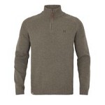Vincent Merinoulltröja med halv dragkedja  Dark Sand